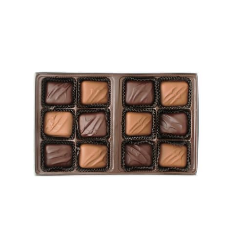 Vermont Nut Free Chocolates Boxed Chocolate Caramels (Assorted Chocolate) 12-Piece, Nut-Free, Egg-Free, Kosher