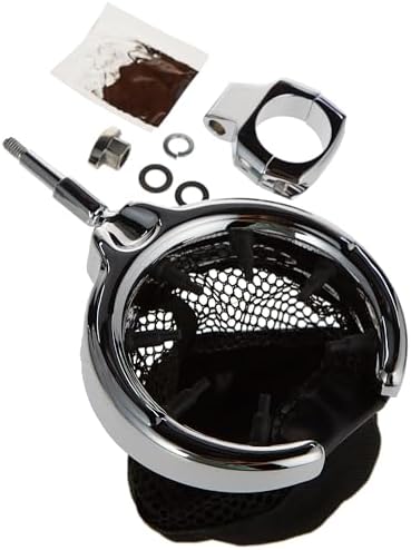 Kuryakyn 1429 Motorcycle Handlebar Accessory: Replacement Drink/Cup Holder with Mesh Basket without Clamp/Mount, Black