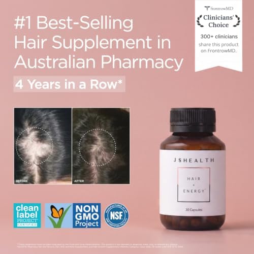 JSHealth Hair Growth Vitamins for Women. Hair + Energy with Kelp Iodine and Zinc. Supports Thickness, Strength, Energy. Nutritionist-Formulated (60 Capsules) | Hair Vitamins for Women and Men, Zinc and Iodine Hair Supplements for Hair Growth