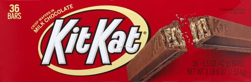KIT KAT Milk Chocolate Wafer Candy Bars, 1.5 oz, 36 ct | Crisp Wafers Covered in Milk Chocolate, Kosher, Individually Wrapped Chocolate Candy for Lunch Boxes and Sharing, 36 ct