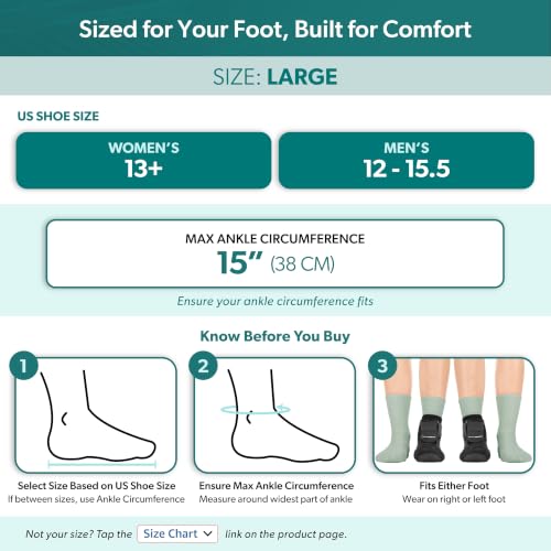 BraceAbility Plantar Fasciitis Night Splint Sock - Plantar Fascia Boot for Sleeping, Achilles Tendonitis Relief, Foot Drop, Heel Pain - Planter Facetious Brace for Women and Men - Black (L)