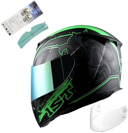 1Storm Motorcycle Full Face Helmet Skull King Matt Black + One Extra Clear Shield: HJK311