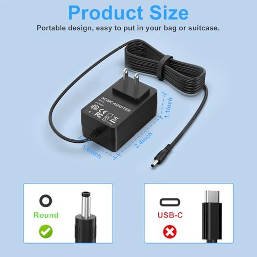 14V AC Adapter Compatible with Halo Bolt 57720, Bolt 58830, Power Cord for Bolt ACDC Wireless Car Jump Starter, 6.5ft