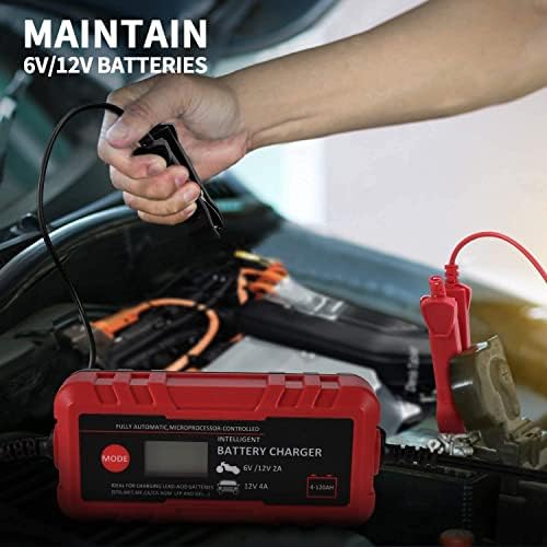4A Smart Car Battery Charger, 6V 12V Automotive Charger Maintainer
