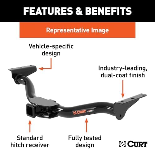 CURT 13053 Class 3 Trailer Hitch, 2-Inch Receiver, Square Tube Frame, Fits Select Ford E150, E250, E350