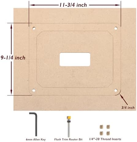 O'SKOOL Router Table Insert Plate Template Kit for 9-1/4" × 11-3/4" Plates | MDF Routing Guides, Router Bits