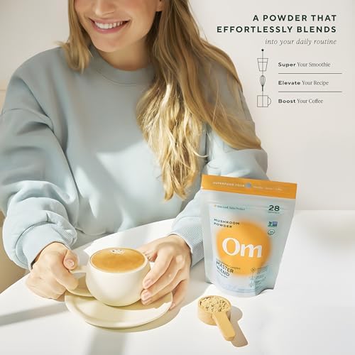 Om Master Blend Mushroom Powder – Organic Mushroom Supplement with 10 Mushrooms and Ashwagandha - Support Immunity, Gut Health & Stress Relief