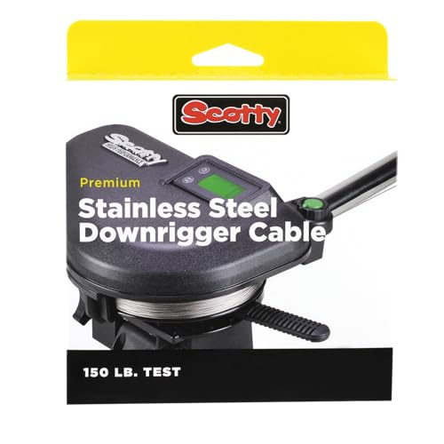 Scotty #1001K Premium Stainless Steel Replacement Downrigger Cable with Kit (300 Feet), Small, black | 300 Feet, Includes Terminal Fasting Kit