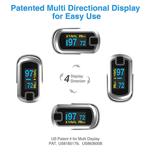 OLED Finger Pulse Oximeter, O2 Meter, Dual Color White/Silver
