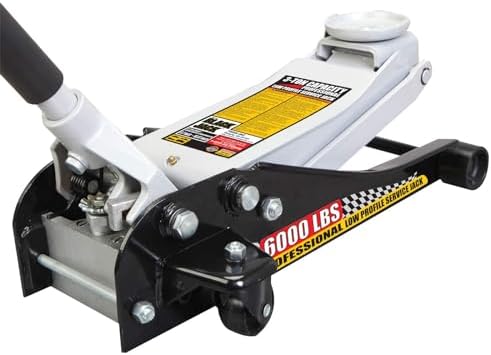 Torin T83505W BlackJack Hydraulic Low Profile Steel Racing Floor Jack with Single Piston Quick Lift Pump, 3 Ton (6,000 lb) Capacity, Black