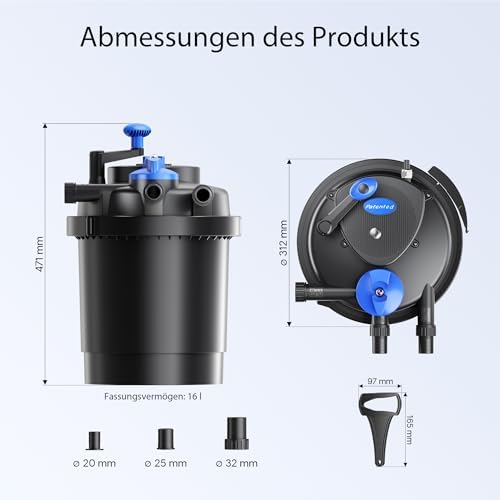 SUN CPF-2500 Grech Pond Bio Pressure Filter, UVC Upto 1600 gal, 13W