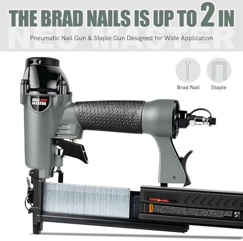 NEU Master Nail Gun, 2 in 1 Pneumatic Brad Nailer/Staple Gun