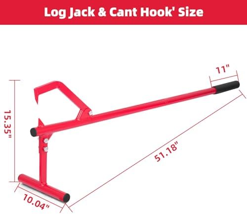 51.18"" Timberjack Log Lifter, Adjustable Log Roller Cant Hook, Heavy-Duty Carbon Steel Log Jack for Rolling and Raising Up The Logs, Log Roller Tool
