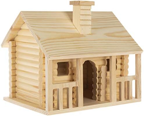 Hobby Lobby Woodpile Fun! Log Cabin Unfinished Wood Birdhouse