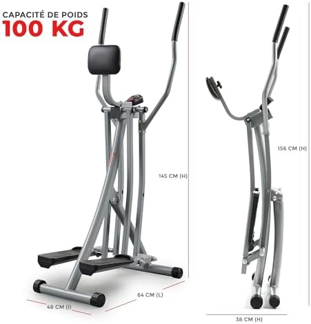 Sunny Health & Fitness Smart Air Walk Elliptical Glider Sprinter Trainer | 30" Stride, Low-Impact, Quiet Operation, Foldable and Compact Design, Digital Monitor, SunnyFit App Connectivity