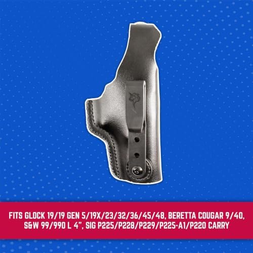 DeSantis Dual Carry II IWB/OWB Holster- Leather Holster, Fits GLOCK 19/19 GEN 5/19X/23/32/36/45/48, Beretta Cougar 9/40, S&W 99/990 L 4""