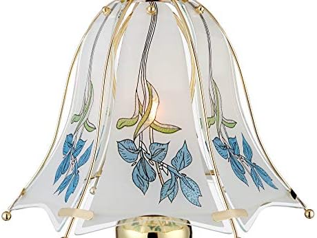 Polished Brass Flower Petal 15" Small Table Lamp Gold Touch 4-Way Glass Off | Etched Shade Art Traditional Cottage Floral Bedroom House Bedside Nightstand Home Office Living Room