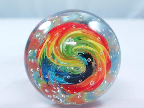 M Design Art Handcraft Huge Rainbow Colorful Layer Mushroom Glass Paperweight