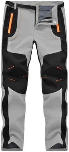 TBMPOY Men's Snow Ski Hiking Pants Waterproof Winter Fleece Lined Pants Camping Skiing Ice Fishing Pants with Belt