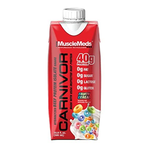 MuscleMeds Carnivor RTD, Ready to Drink Protein, Lactose Free, Sugar Free, 40g Isolate Protein, Muscle Building, Recovery, Chocolate, 16.9 Fl Oz (Pack of 12)