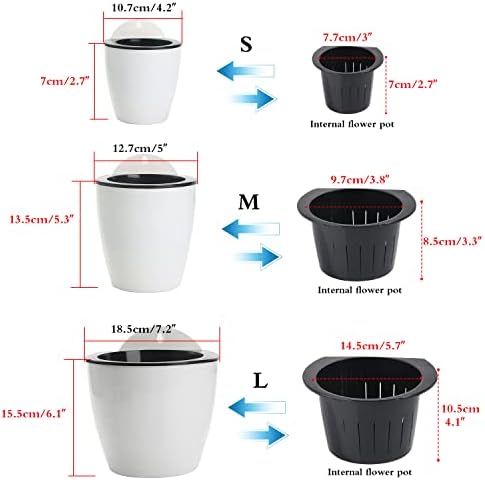Sungmor Plastic Self Watering Wall Planter - Modern White & 3PC Pack | Large Size - Indoor Outdoor Vertical Flower Pot - Wall Mounted Window Hanging