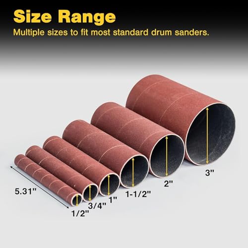 Dark Stone Sanding Sleeves for Oscillating Spindle Sander, Aluminum Oxide, 6-Pack (0.5, 1/2, Inches, 240)