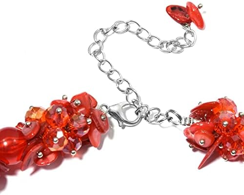 Shop LC Red & Multi Color Shell Cubic Zirconia CZ Bead Strand Beaded Necklace Fashion Delicate Gifts for Women Jewelry