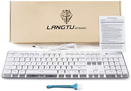 LANGTU Membrane Gaming Keyboard, Rainbow LED Backlit Quiet Keyboard for Office