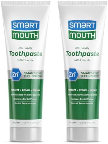 SmartMouth Anti-Cavity + Zinc Toothpaste - Fluoride Toothpaste for Cavity Prevention - Remineralizes Enamel - Sensitive Whitening - Alcohol-Free