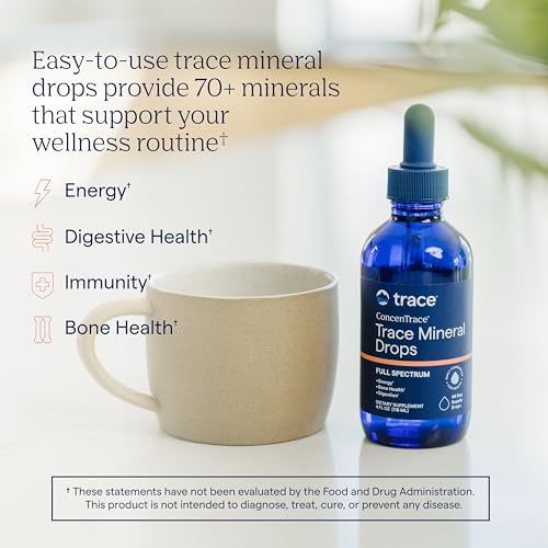 ConcenTrace Trace Mineral Drops, 4 fl oz, 48 Day Supply | Ionic liquid electrolyte concentrate, RO water remineralizer