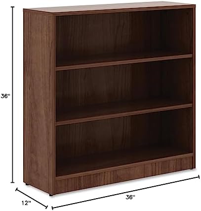 Lorell Walnut Laminate Bookcase, 36" x 36" x 12"