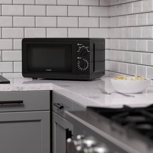 Avanti Microwave Oven 700-Watts Compact Mechanical with 5 Power Settings, Defrost, Full Range Temperature Control and Removable Glass Turntable
