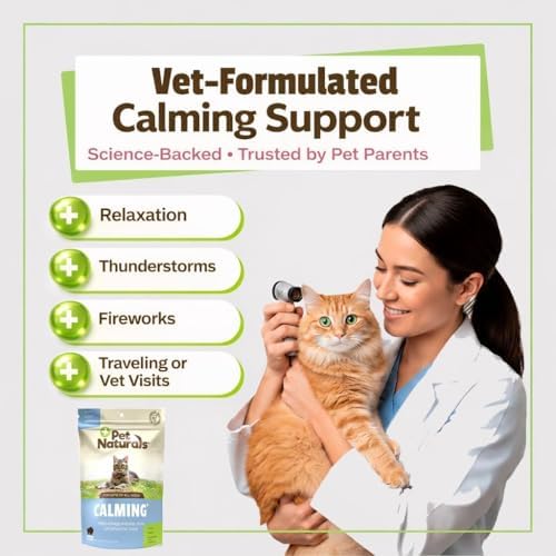Pet Naturals Calming Chews for Cats, Anxiety Relief with Gentle Ingredients for Thunder, Fireworks, Travel, Grooming, Calming Pet Treats, Chicken Flavor, 30 Count