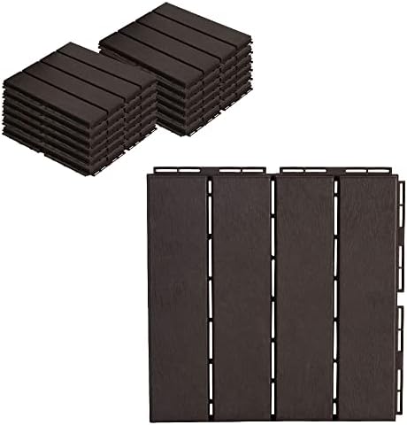 ASTEROUTDOOR Interlocking Deck Tiles Plastic Waterproof Outdoor Flooring 12" x 12" for Patio Garden Deck Poolside Indoor Outdoor, 10 pcs, Gray