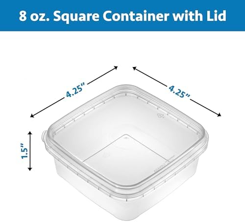 NYHI 32 oz 20 Pack Square Clear Deli Containers with Lids Disposable BPA Free Square Plastic Food Storage Containers with Lids Airtight for Meal