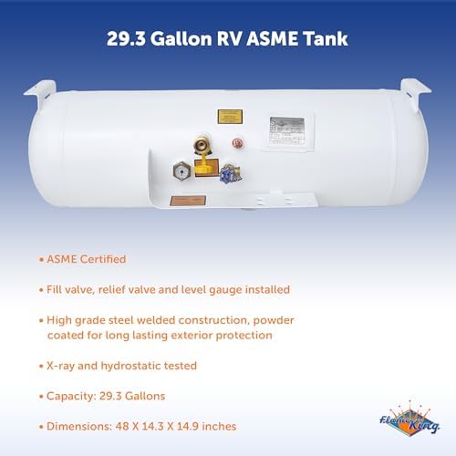 Flame King YSN293 29.3 Gallon RV, Van Or Trailer Horizontal ASME RV Propane Tank Cylinder, 14.9" x 48"