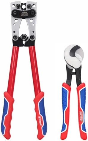 iCrimp Battery Cable Lug Crimping Tool for 8, 6, 4, 2, 1, 1/0 AWG Heavy Duty Wire Lugs, Battery Terminal, Copper Lugs with Wire Shear Cutter