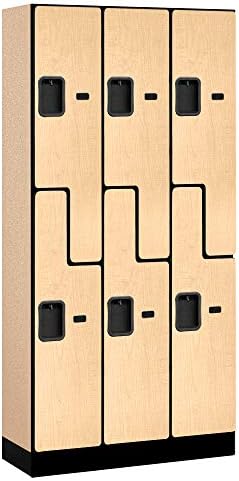 Salsbury Industries Double Tier 'S' Style Designer Wood Locker, Mahogany, 5' 3" x 15"