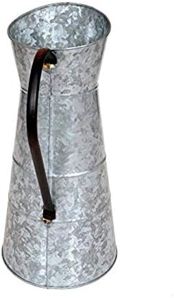 Deco 79 Metal Galvanized Watering Jug, 10 by 16-Inch,Gray