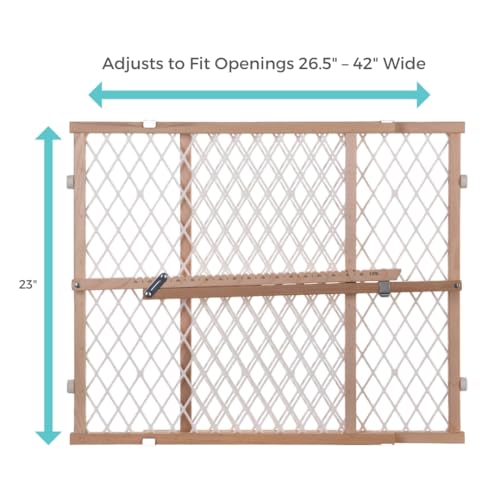 Toddleroo by North States - Diamond Mesh Wooden Baby Gate: Pressure Mounted Baby Gate for Doorways - Adjustable 26.5 to 42 Inches Wide - 23 Inches