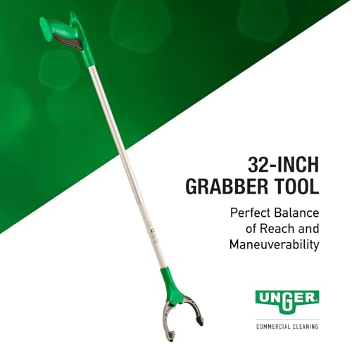 Unger NT080 Nifty Nabber Trigger-Grip Extension Arm, 32in, Aluminum/Green