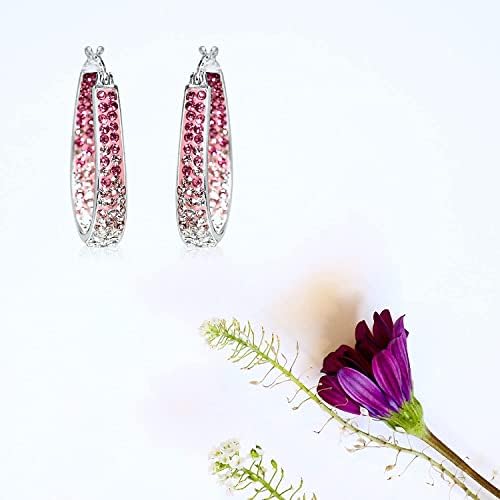 Shop LC Crystals Inside Out Hoop Hoops Earrings Platinum Plated Fashion Jewelry Unique Birthday Gifts for Women