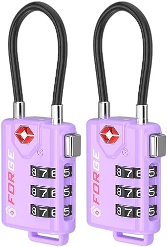 TSA Approved Cable Luggage Locks, Re-settable Combination with Alloy Body