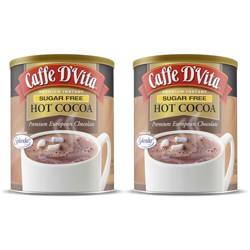 Caffe D'Vita Sugar Free Hot Cocoa Mix, Gluten Free - 10 Oz Can | Hot Chocolate Mix, Low Fat, No Cholesterol, No Hydrogenated Oils or Trans Fat, Kosher, Cocoa Bulk