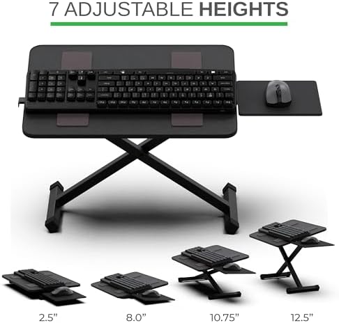 Uncaged Ergonomics KT3 Computer Keyboard Stand & Riser for Desk, Adjustable Raised Wrist Friendly Keyboard Stand Tray & Mouse Stand Lift Negative TIlt
