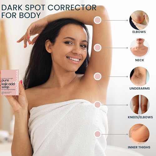 Pure Kojic Acid Soap Bar for Hyperpigmentation and Dark Spots - Dark Spot Remover for Face and Body - For Women with Medium to Dark Skin - Original