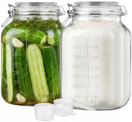 Vtopmart 78oz Glass Food Storage Jars with Airtight Clamp Lids, 3 Pack