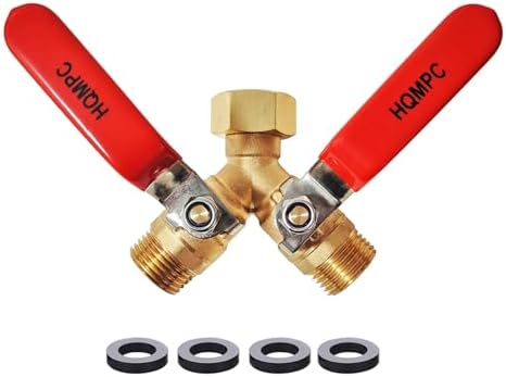 HQMPC Brass Garden Hose Y Valve Hose Splitter Water Garden Hose Adapter 2 Way 3/4" GHT Thread