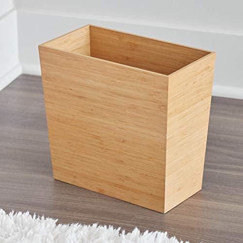iDesign Rectangular Bamboo Waste Basket, The Formbu Collection – 10.5" x 5.75" x 10”, Natural Wood Finish | Natural Wood Finish