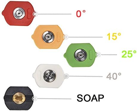 Twinkle Star Pressure Washer Nozzle Tips Multiple Degrees, 1/4 INCH (2.5 GPM) | 1/4 Inch Power Washer Nozzle Tips Set, Pressure Washing Tips Set